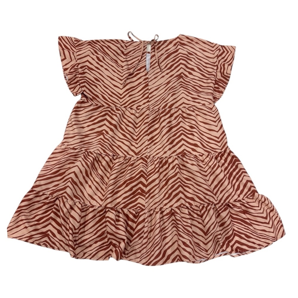 Nine West NWOT Zebra Zig Zag Print Tiered Dress Keyhole Back Womens XL 🦓 - Picture 3 of 8